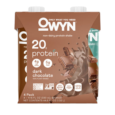 OWYN Protein Shake, Dark Chocolate, 4 Ct, 32g